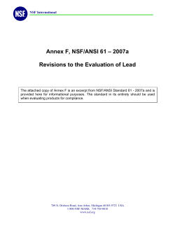 Annex F, NSF/ANSI 61 &ndash; 2007a Revisions to the Evaluation of Lead