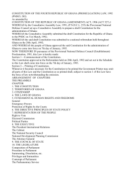 CONSTITUTION OF THE FOURTH REPUBLIC OF GHANA
