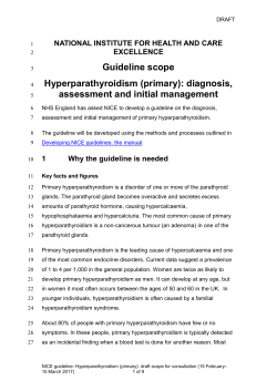 Guideline scope Hyperparathyroidism (primary): diagnosis