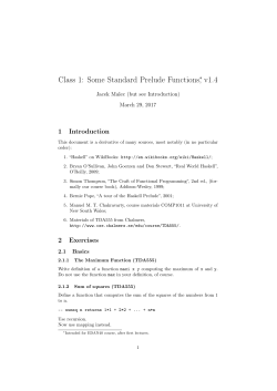 Class 1: Some Standard Prelude Functions , v1.4