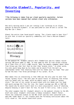Malcolm Gladwell, Popularity, and Investing,A Short Term Market