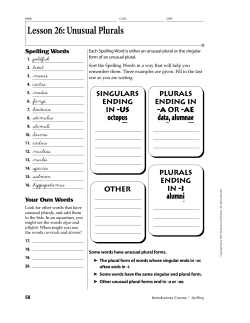 Lesson 26: Unusual Plurals