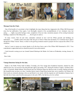 Message from the Chair. Vintage limestone facing for