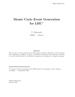 Monte Carlo Event Generation for LHC - Theoretical Physics
