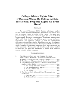 College Athlete Rights After O`Bannon: Where Do College Athlete