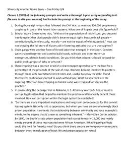 Slavery By Another Name Essay – Due Friday 3/6 Choose 1 (ONE
