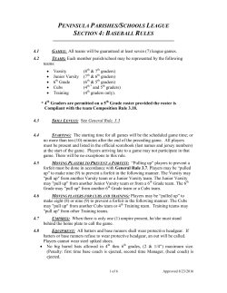 4 Baseball Rules - Peninsula Parishes / Schools League