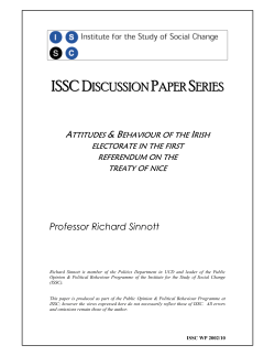 Attitudes and Behaviour of the Irish electorate in the first referendum