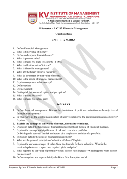 BA7202 Financial Management Question Bank UNIT &ndash; I