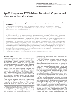 ApoE2 Exaggerates PTSD-Related Behavioral, Cognitive