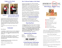 August 2014 - Seniors In Place