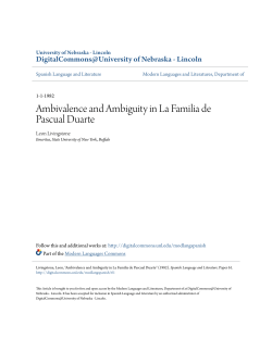 Ambivalence and Ambiguity in La Familia de Pascual Duarte