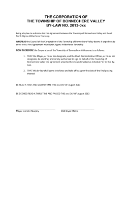 THE CORPORATION OF THE TOWNSHIP OF BONNECHERE
