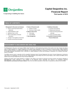 Capital Desjardins inc. Financial Report