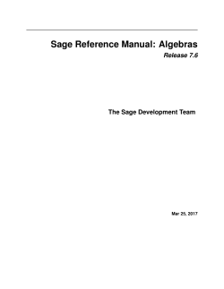 Sage Reference Manual: Algebras