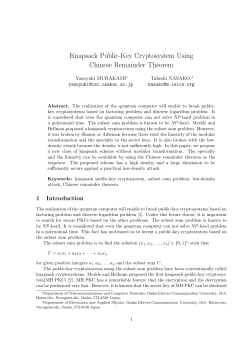 Knapsack Public-Key Cryptosystem Using Chinese Remainder