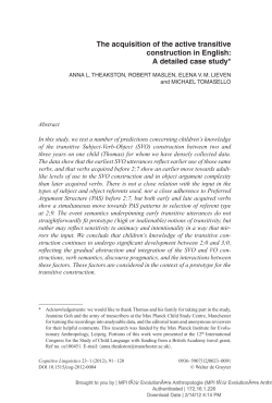 The acquisition of the active transitive construction in English: A