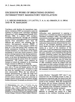 excessive work of breathing during intermittent mandatory ventilation