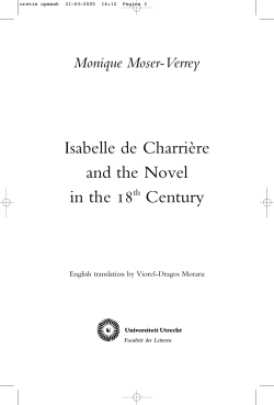 Isabelle de Charri&egrave;re and the Novel in the 18th Century