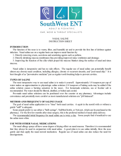 NASAL SALINE INSTRUCTION SHEET INTRODUCTION The