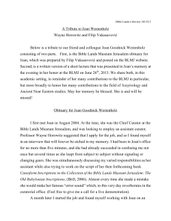 Joan Goodnick Westenholz and The Great Wall &ndash; A Tribute