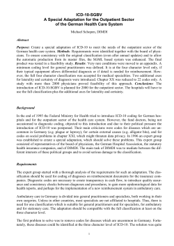 ICD-10-SGBV A Special Adaptation for the Outpatient Sector