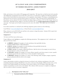 AP LANGUAGE AND COMPOSITION SUMMER READING