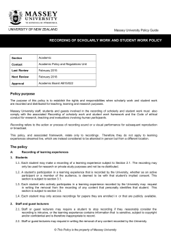 RECORDING OF SCHOLARLY WORK AND