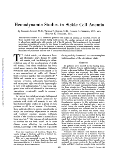 Hemodynamic Studies in Sickle Cell Anemia