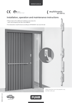 Installation / Operating / Maintenance
