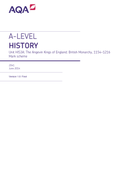 A-level History Mark scheme HIS3A - The Angevin Kings of