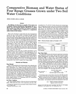 Comparative Biomass and Water Four Range Grasses Grown under