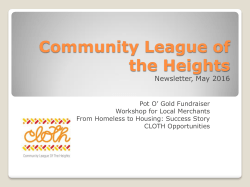 CLOTH Newsletter #2 - Community League of the Heights