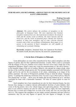 Pure reasons and metaphors: a reflection on the significance of