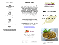 LF Lentil and Rice Soup - Community Food Co-op