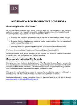information for prospective governors