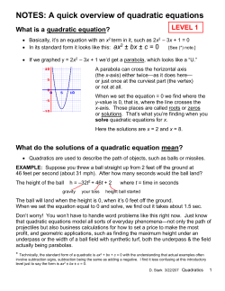 A quick overview of quadratic equations