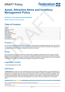 Asset, Attractive Items and Inventory Management Policy