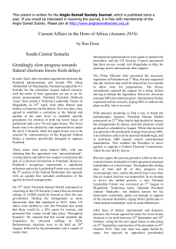 Current Affairs in the Horn of Africa (Autumn 2016) South