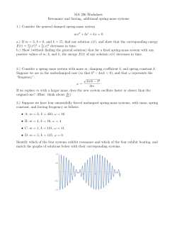 MA 226 Worksheet Resonance and forcing, additional spring
