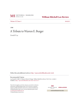 A Tribute to Warren E. Burger - Mitchell Hamline Open Access
