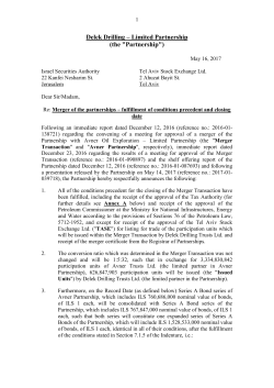 Delek Drilling &ndash; Limited Partnership (the "Partnership")