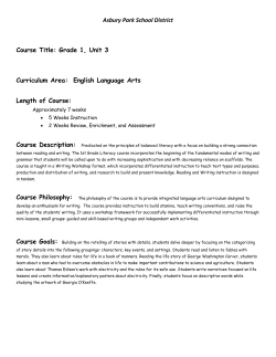 Grade 1, Unit 3 Curriculum Area