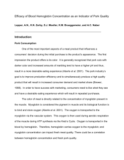 Efficacy of Blood Hemoglobin Concentration as an Indicator of Pork