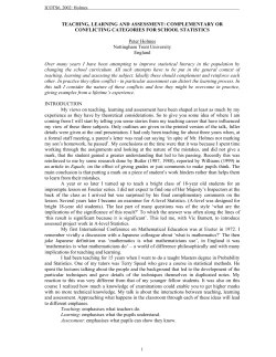 TEACHING, LEARNING AND ASSESSMENT: COMPLEMENTARY