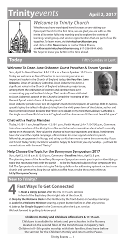 the latest edition of Trinity Events.