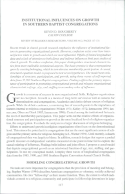 Institutional Influences on Growth in Southern Baptist Congregations