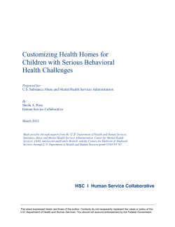 Customizing Health Homes for Children with Serious Behavioral