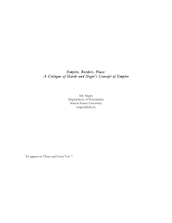 Empire, Borders, Place: A Critique of Hardt and Negri`s