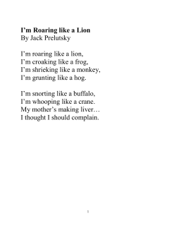 I`m Roaring like a Lion By Jack Prelutsky